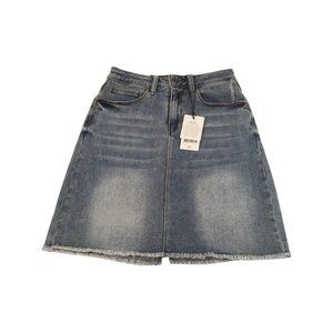 A Loves A Cut Off Frayed Hem Stretch Denim Mini Skirt